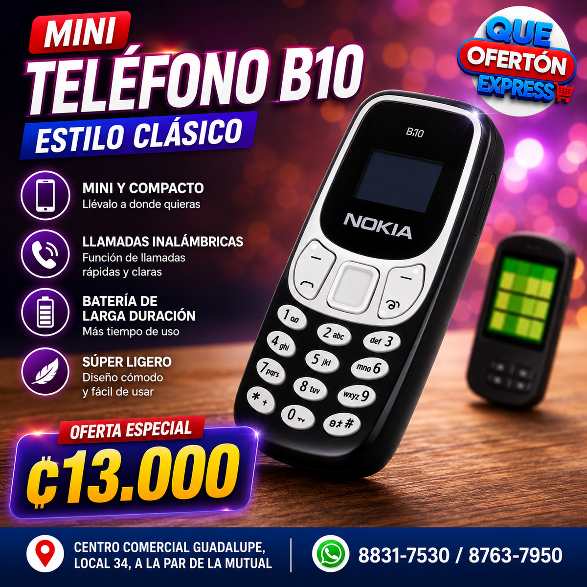 📱 MINI TELÉFONO B10 – ESTILO CLÁSICO 📱