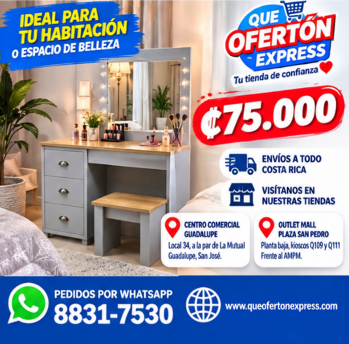 🪞✨ CÓMODA CON ESPEJO Y BANCO