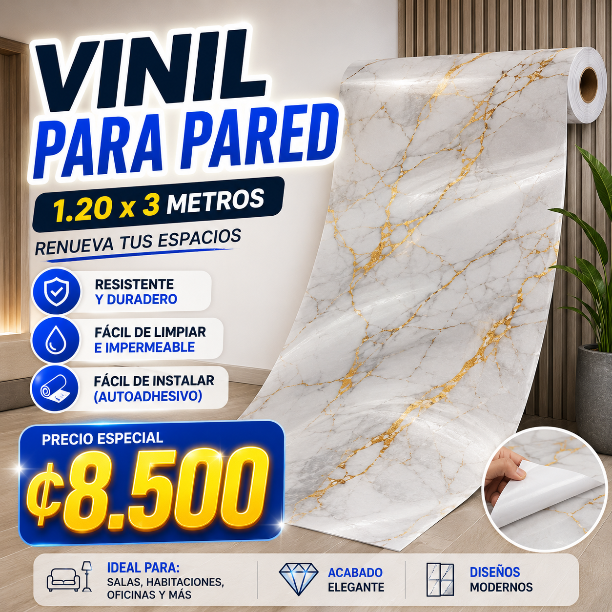 🏠✨ VINIL DECORATIVO PARA PARED 1.20 x 3 METROS ✨🏠