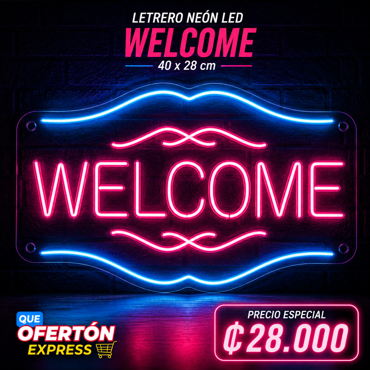 Letrero Neón LED WELCOME