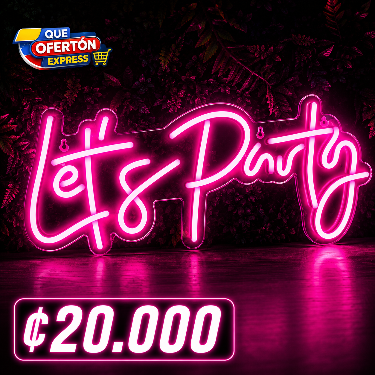 Letrero LED Neón "Let's Party"