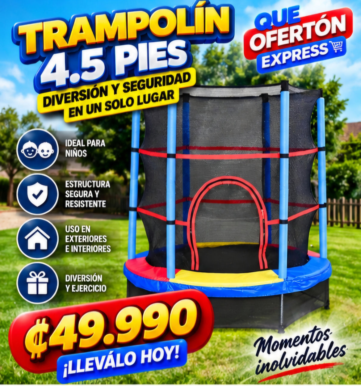 🎉 TRAMPOLÍN ATHLETIC WORKS 4.5 PIES