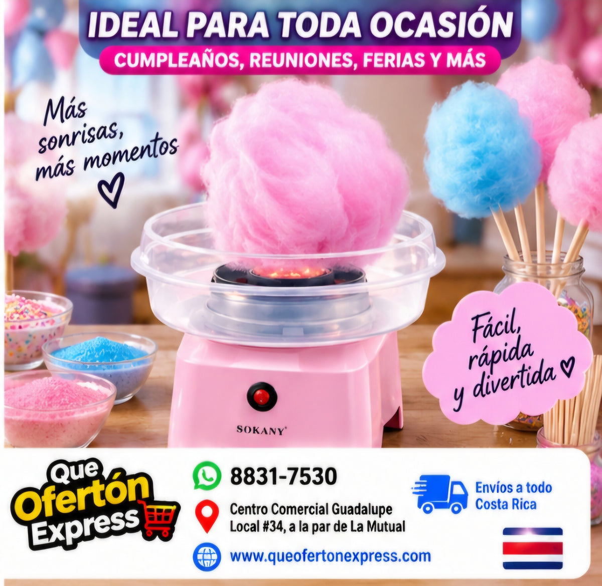 🍭✨ MÁQUINA DE ALGODÓN DE AZÚCAR 500W ✨🍭