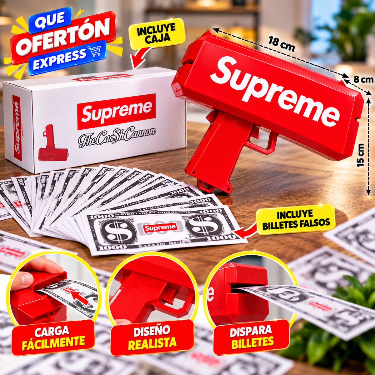 💸 PISTOLA LANZADORA DE BILLETES – CASH CANNON