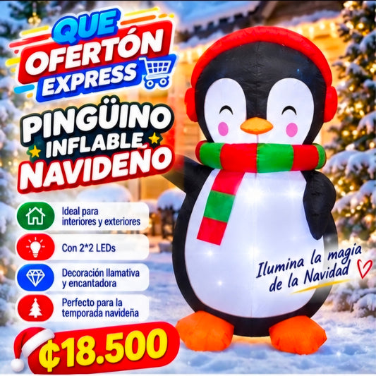 🎄🐧 PINGÜINO INFLABLE NAVIDEÑO CON LUCES LED 🐧🎄