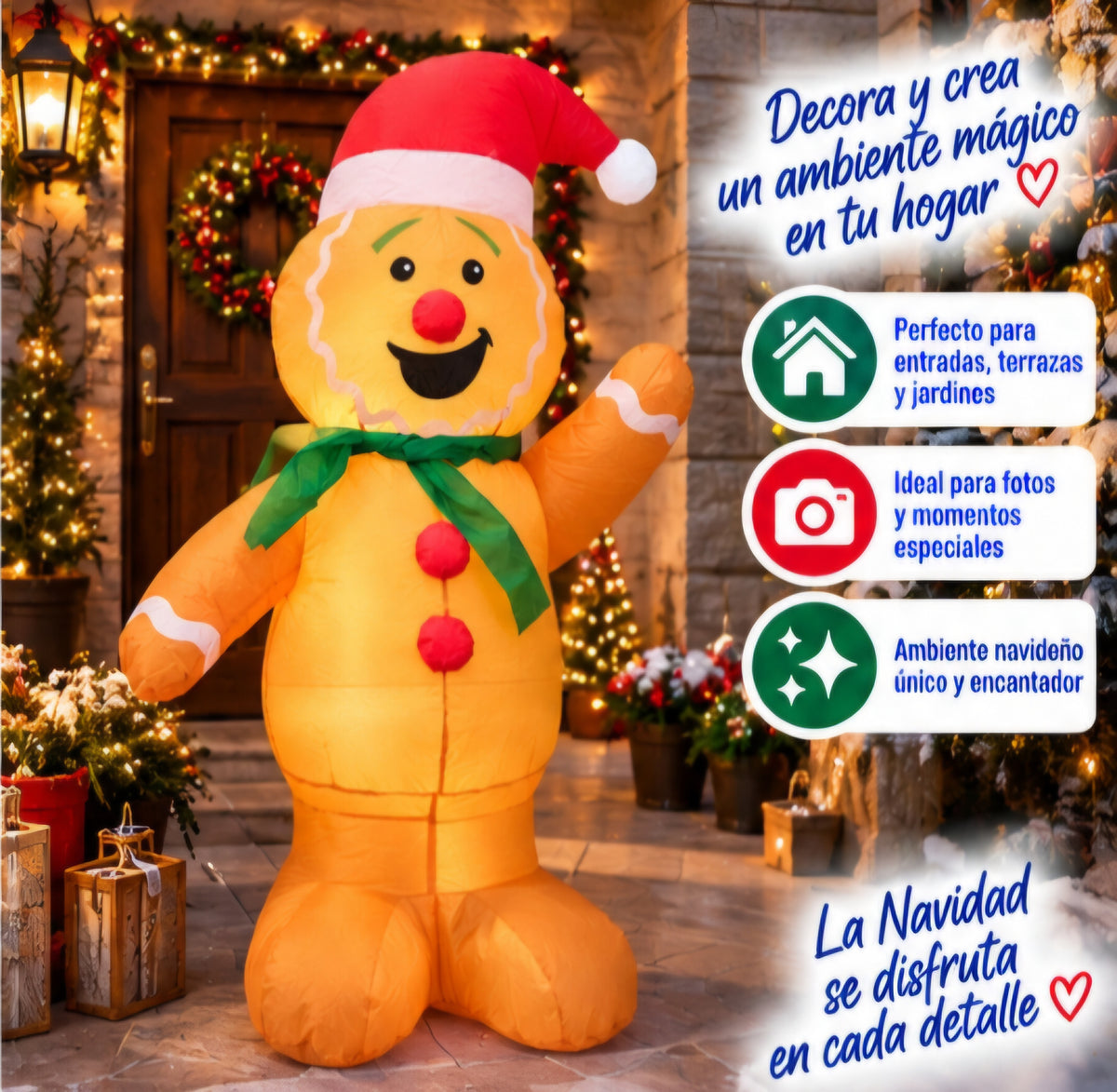 🎅🧸 SANTA INFLABLE CON OSITO NAVIDEÑO 🎄✨