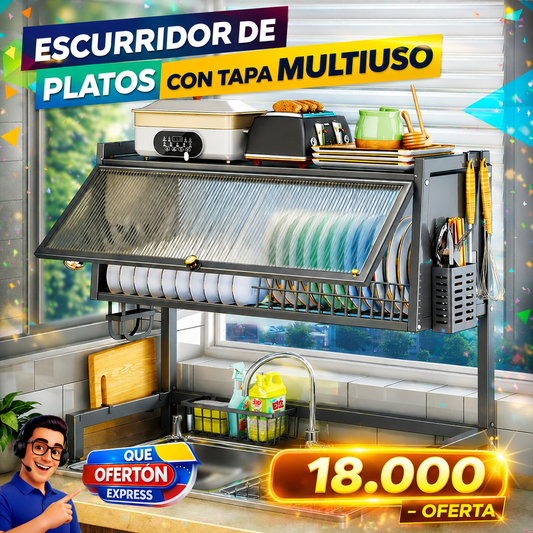 🔥 Escurridor de Platos con Tapa Multiuso 65cm