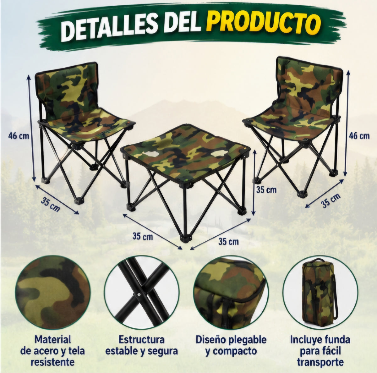 🏕️🌿 SET DE CAMPING PLEGABLE 🌿🏕️