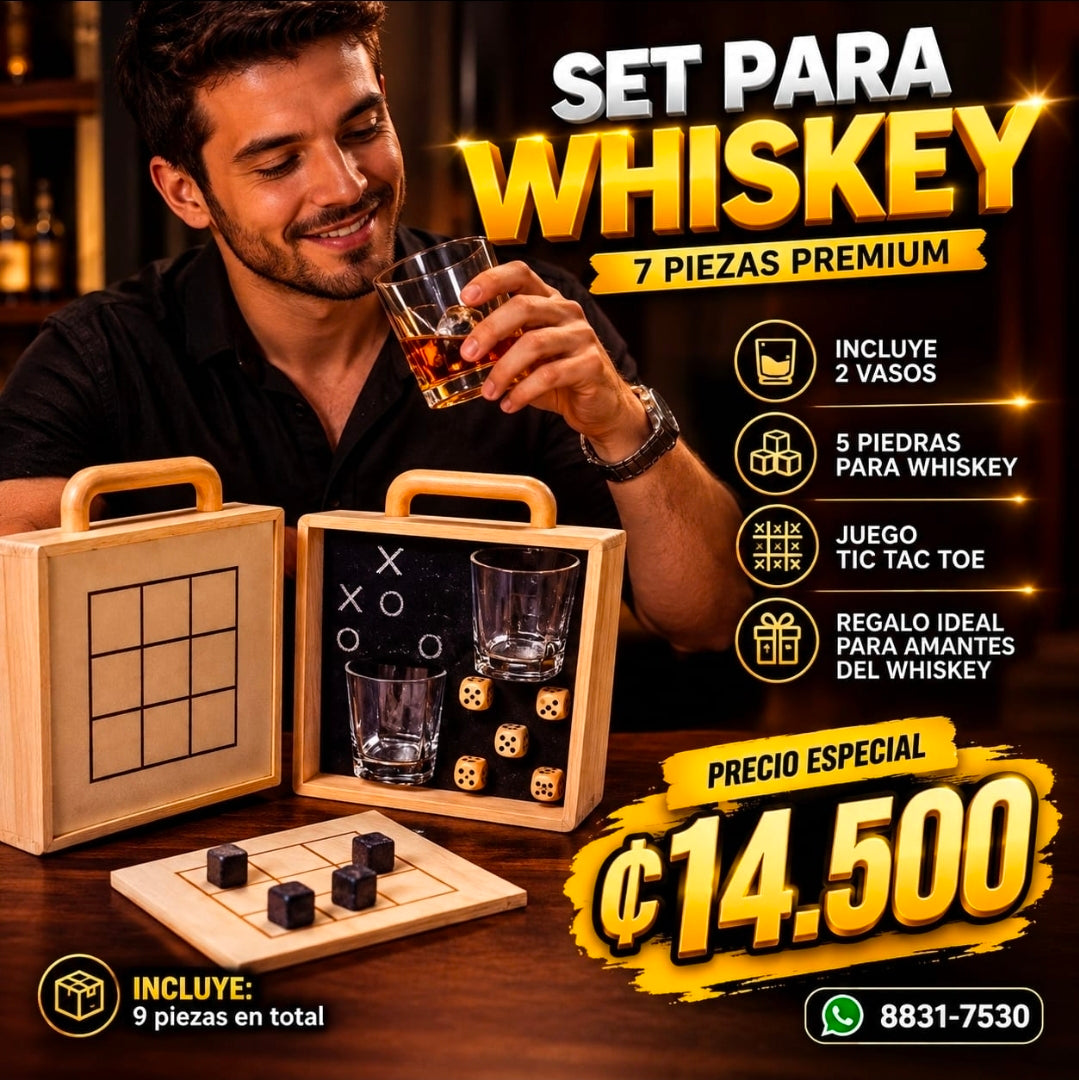 🥃✨ SET PARA WHISKEY 16 PIEZAS – PRESENTACIÓN DE LUJO ✨🥃