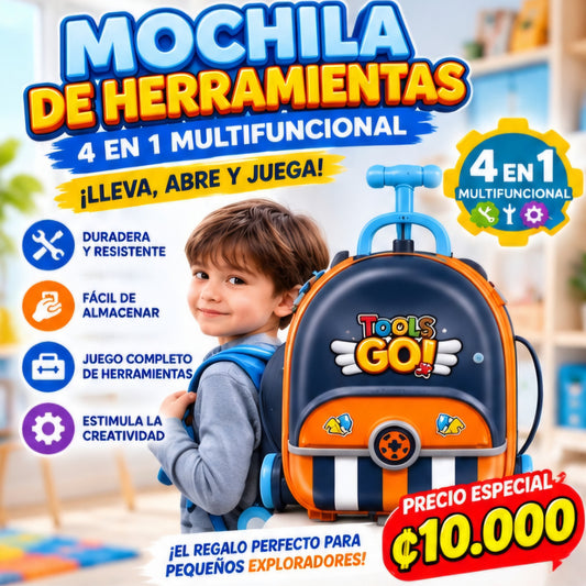 🧰 MOCHILA DE HERRAMIENTAS INFANTIL 4 EN 1