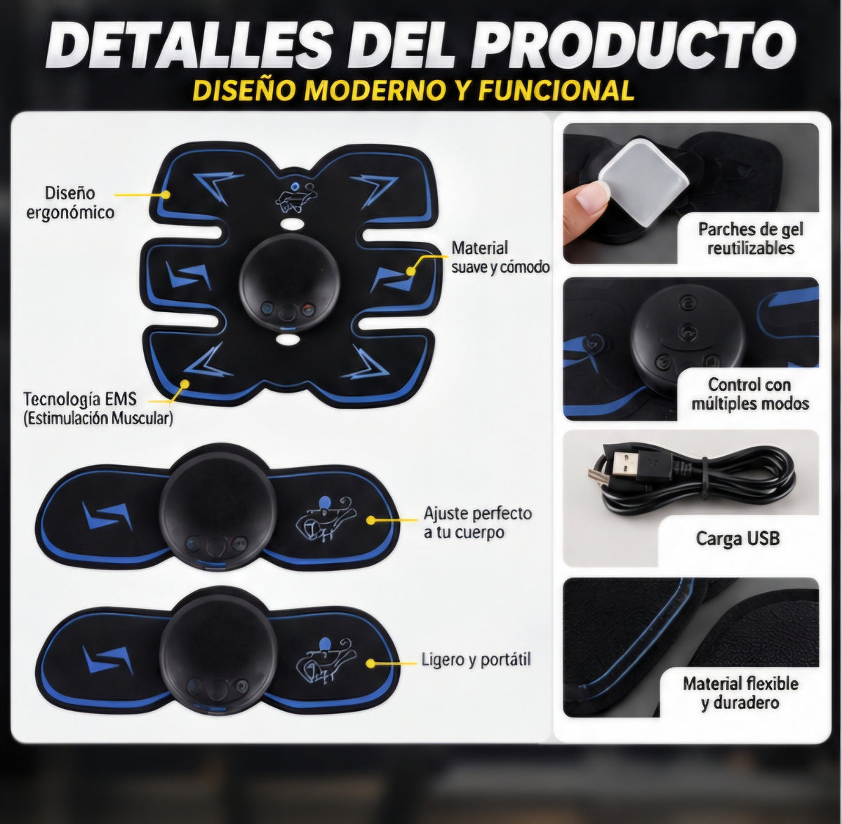 💪 KIT EMS 3 EN 1 PARA ENTRENAMIENTO MUSCULAR