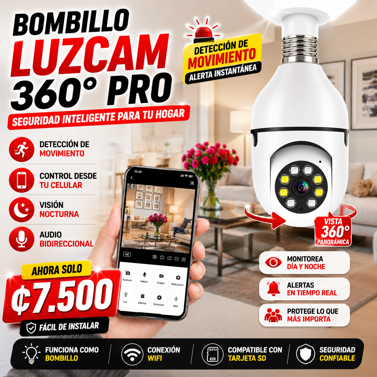 CAMARA BOMBILLO ROBÓTICA 360 VisionPro™