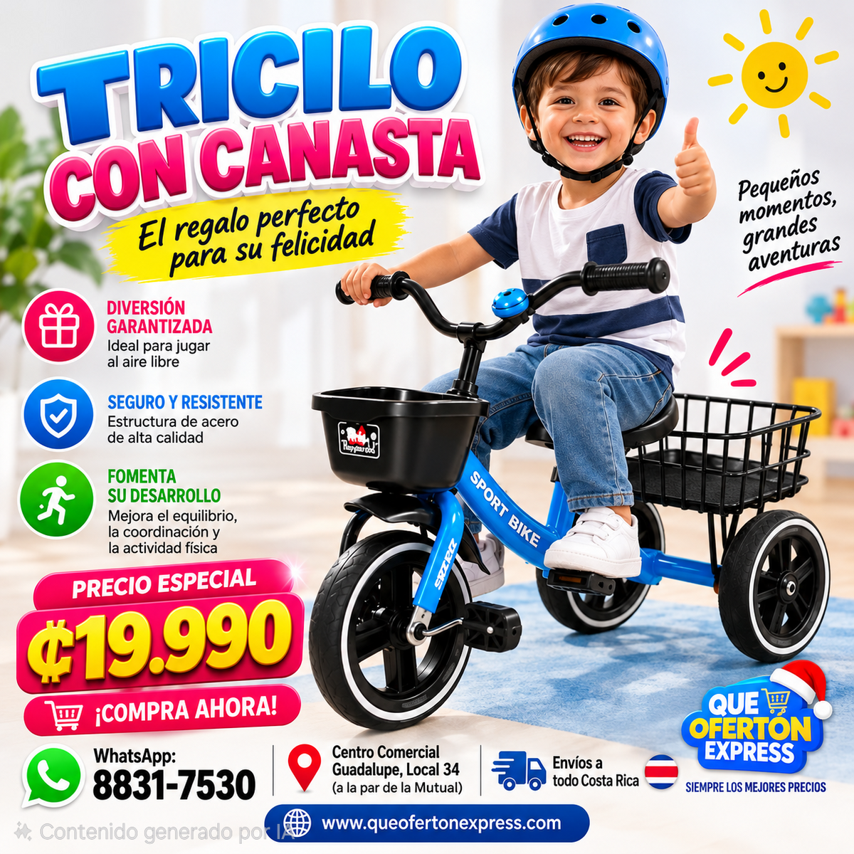 🚲✨ TRICICLO INFANTIL CON CANASTA ✨🚲