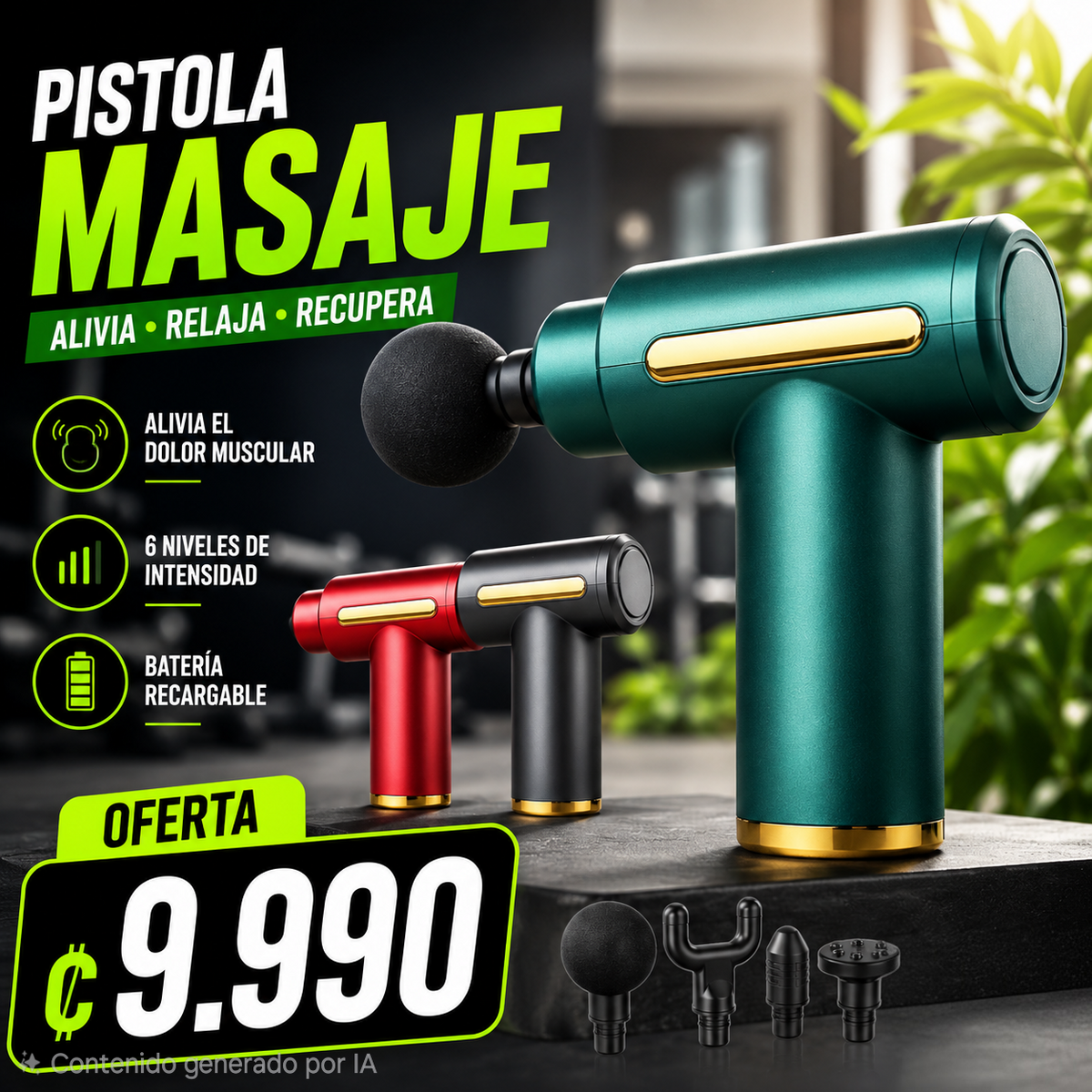 💪 Pistola de Masaje Muscular | Incluye Maletín