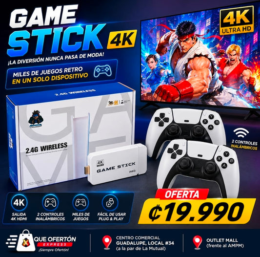 🎮 Game Stick 4K con 2 Controles Inalámbricos | Miles de Juegos Retro | HDMI