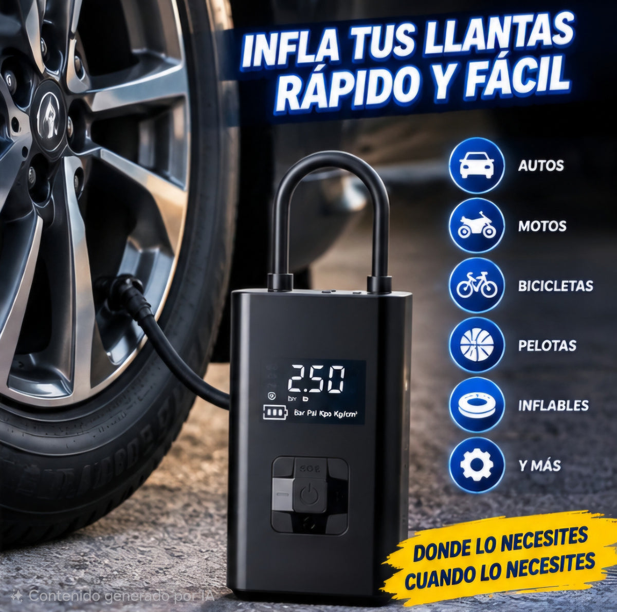 🚗💨 COMPRESOR DE AIRE PORTÁTIL DIGITAL