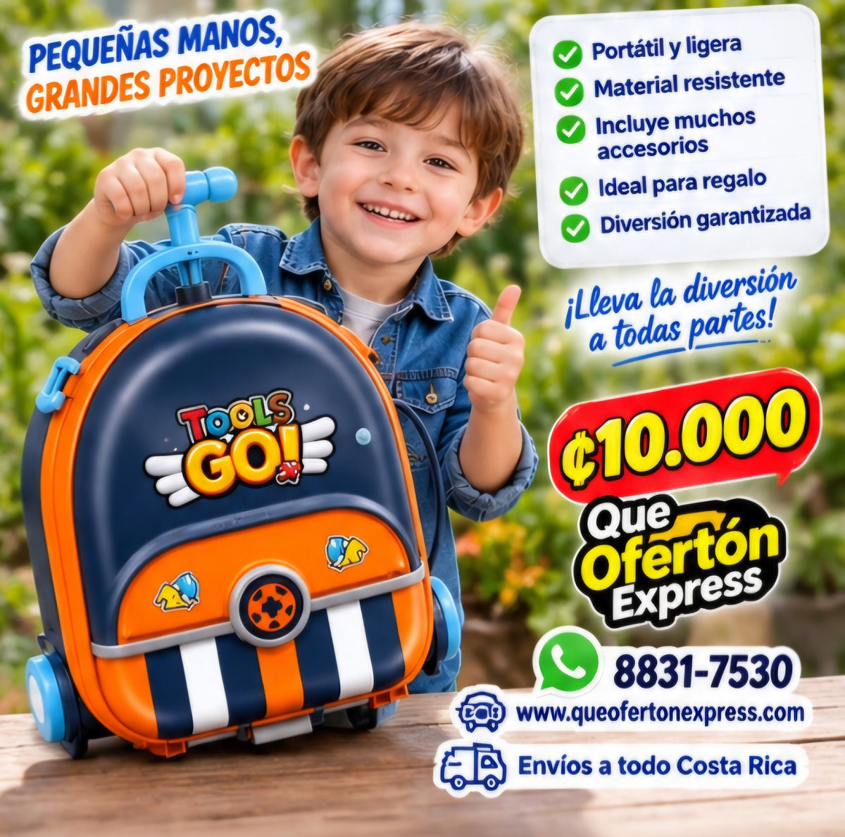 🧰 MOCHILA DE HERRAMIENTAS INFANTIL 4 EN 1