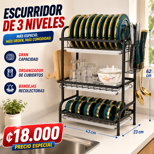 Escurridor Organizador de 3 Niveles