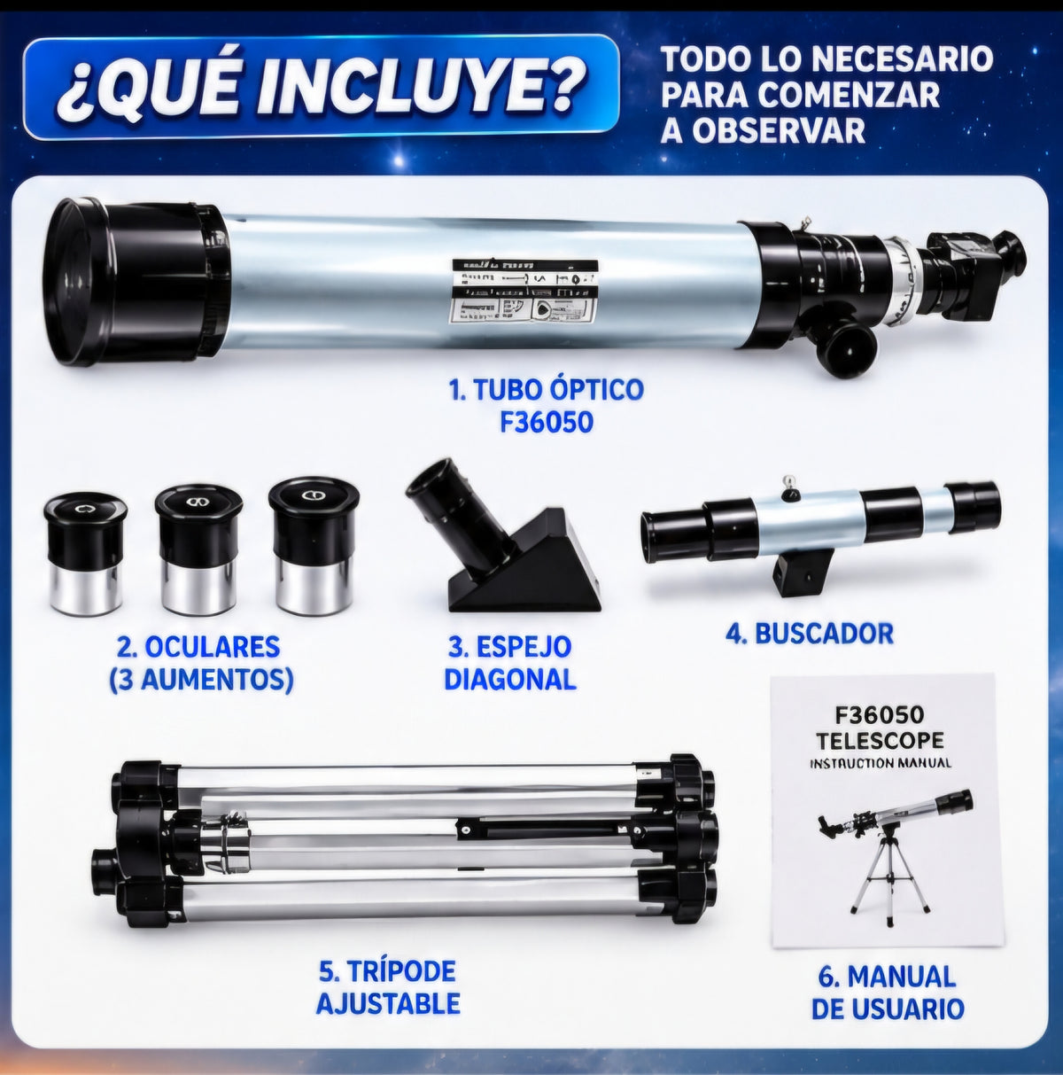 🔭 TELESCOPIO ASTRONÓMICO F36050