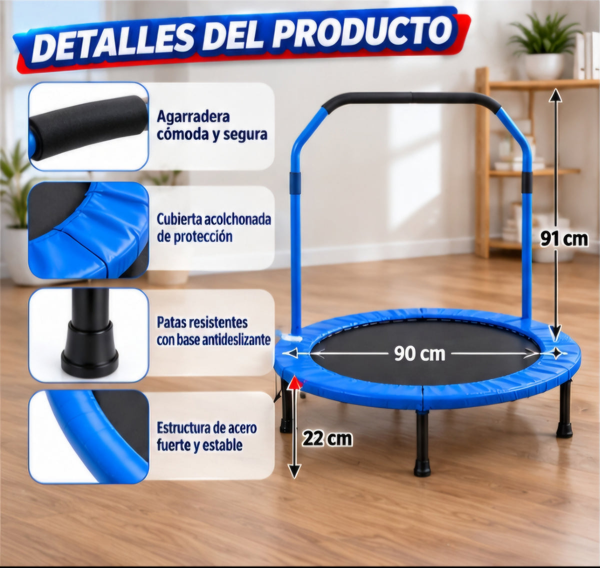 🏃‍♂️ Mini Trampolín de Ejercicio 36”💪