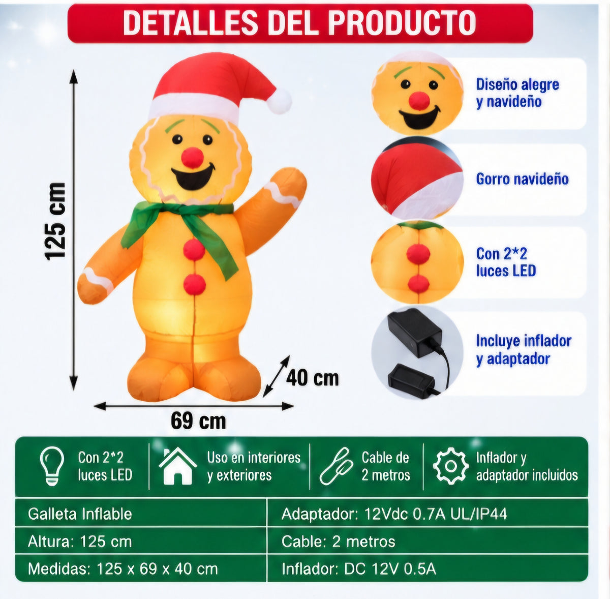 🎅🧸 SANTA INFLABLE CON OSITO NAVIDEÑO 🎄✨