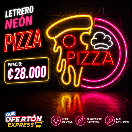 🍕 LETRERO NEÓN PIZZA LED ✨