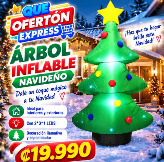 🎄✨ ÁRBOL NAVIDEÑO INFLABLE CON LUCES LED ✨🎄