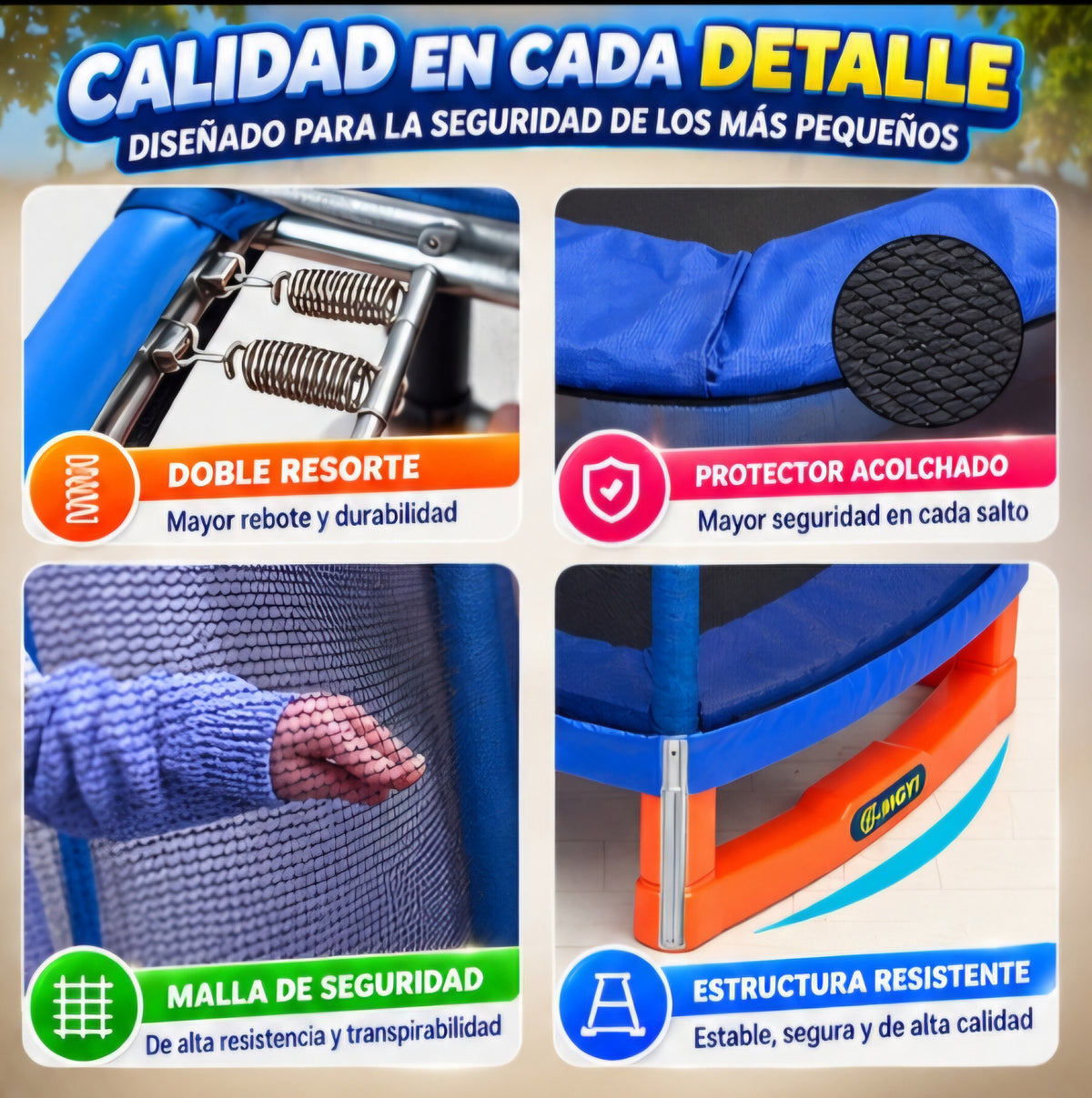 🎉 TRAMPOLÍN INFANTIL CON MALLA DE SEGURIDAD 🎉