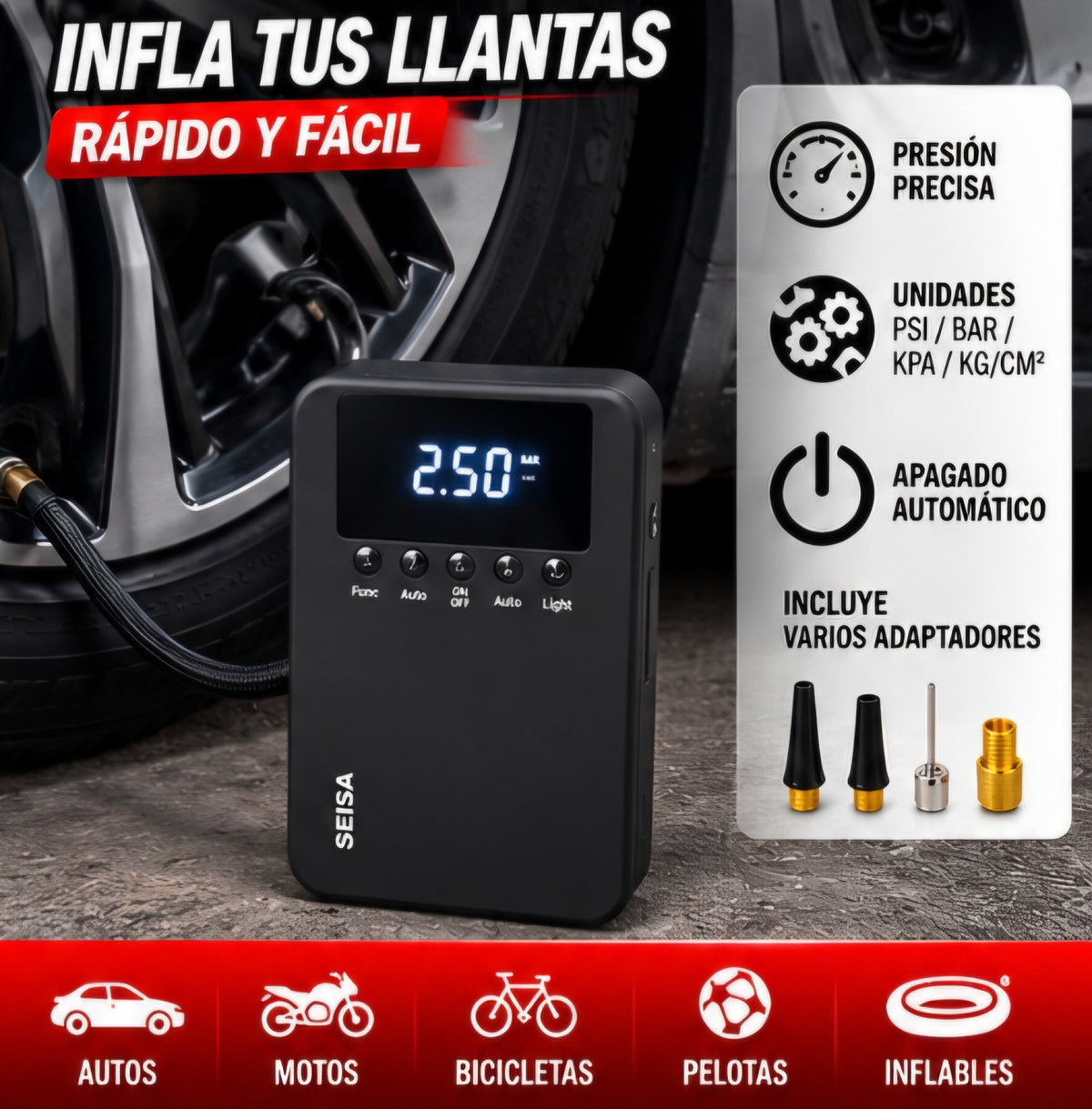 🚗 COMPRESOR DE AIRE + ARRANCADOR DE BATERÍA ⚡