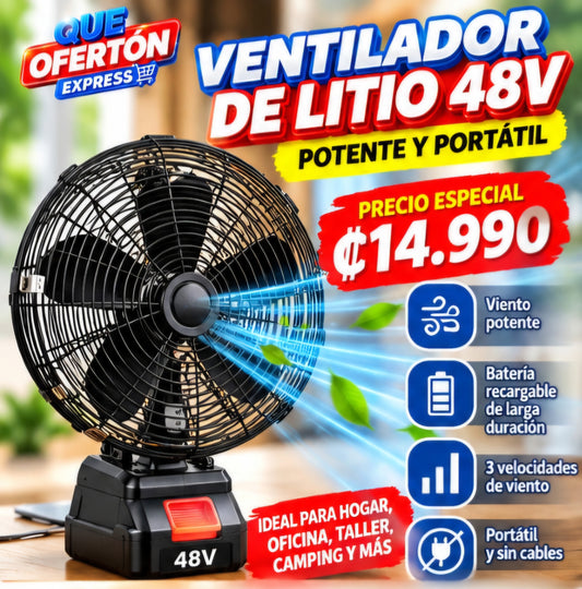 🌬️ VENTILADOR PORTÁTIL DE LITIO 48V