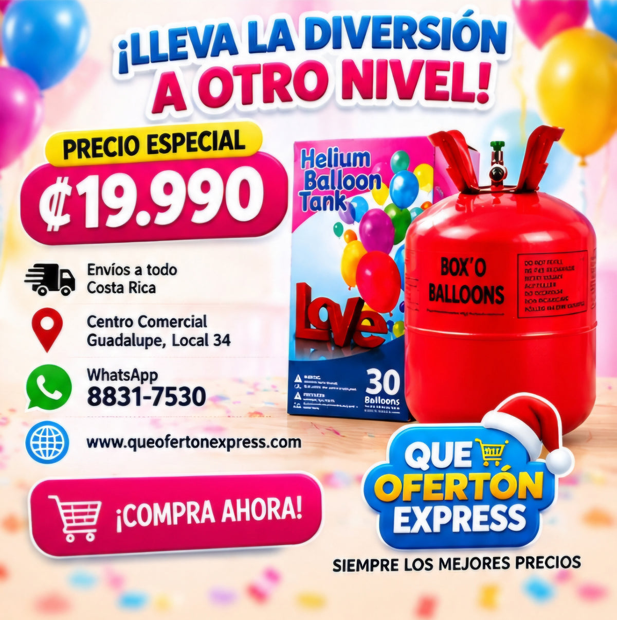 🎈 Cilindro de Helio para Globos 30 globos