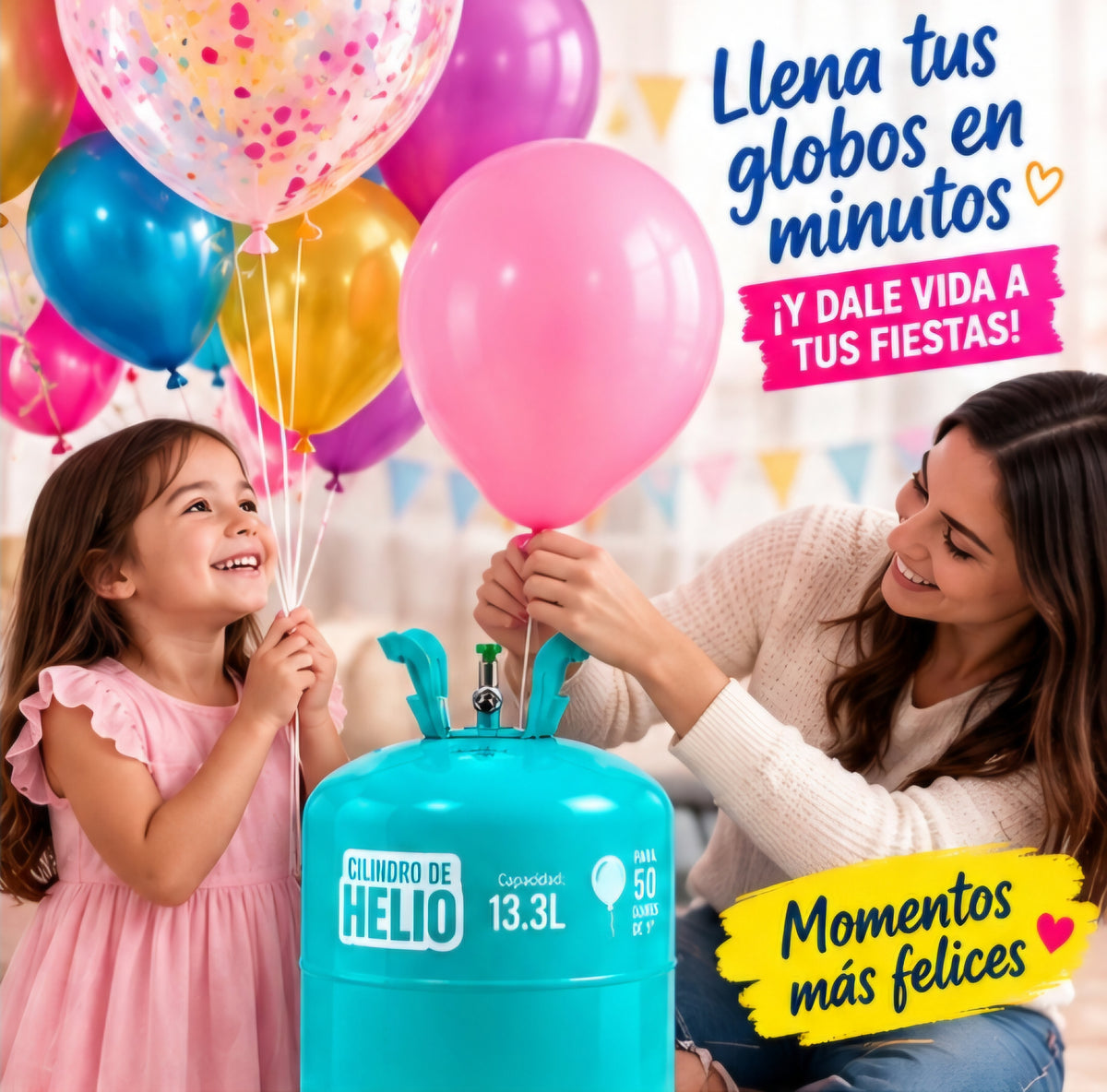 🎈✨ CILINDRO DE HELIO 13.3 LITROS 50 globos