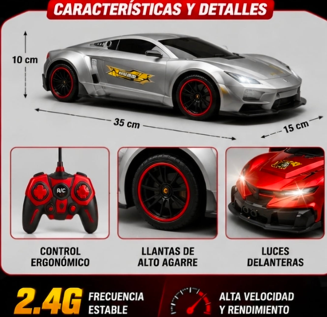 🚗🔥 AUTO DEPORTIVO A CONTROL REMOTO 2.4G – ESCALA 1:10
