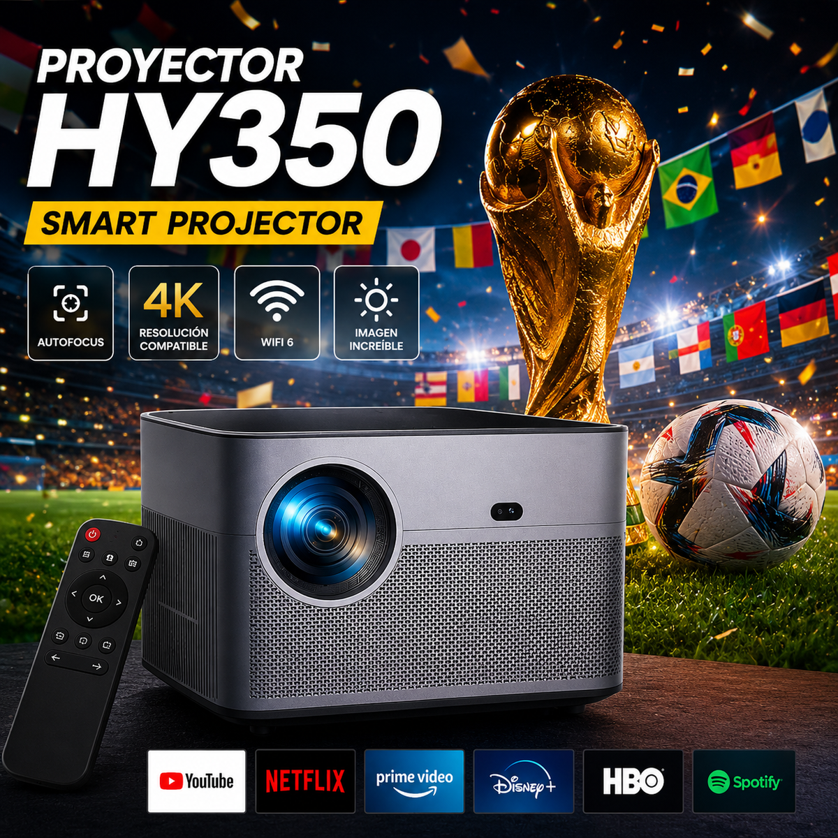 📽️🚀 PROYECTOR SMART HY350 – CINE EN CASA A OTRO NIVEL 🚀📽️