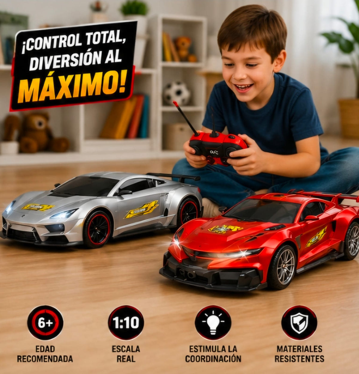 🚗🔥 AUTO DEPORTIVO A CONTROL REMOTO 2.4G – ESCALA 1:10