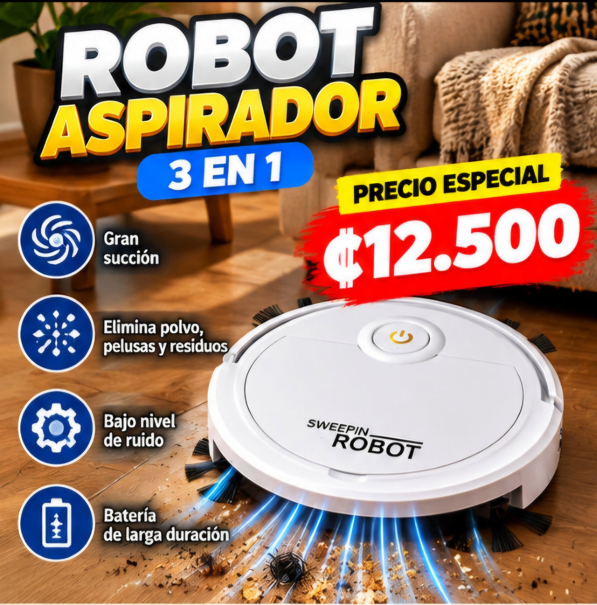 🤖✨ ROBOT ASPIRADOR 3 EN 1