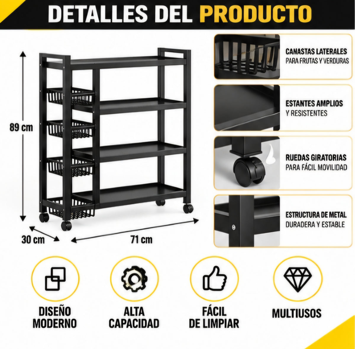 🛒✨ ORGANIZADOR MULTIUSO CON RUEDAS ✨🛒
