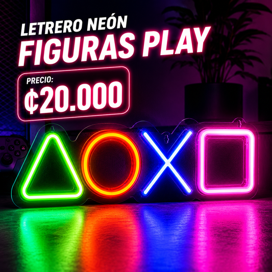 🎮 Letrero Neón Figuras Play LED