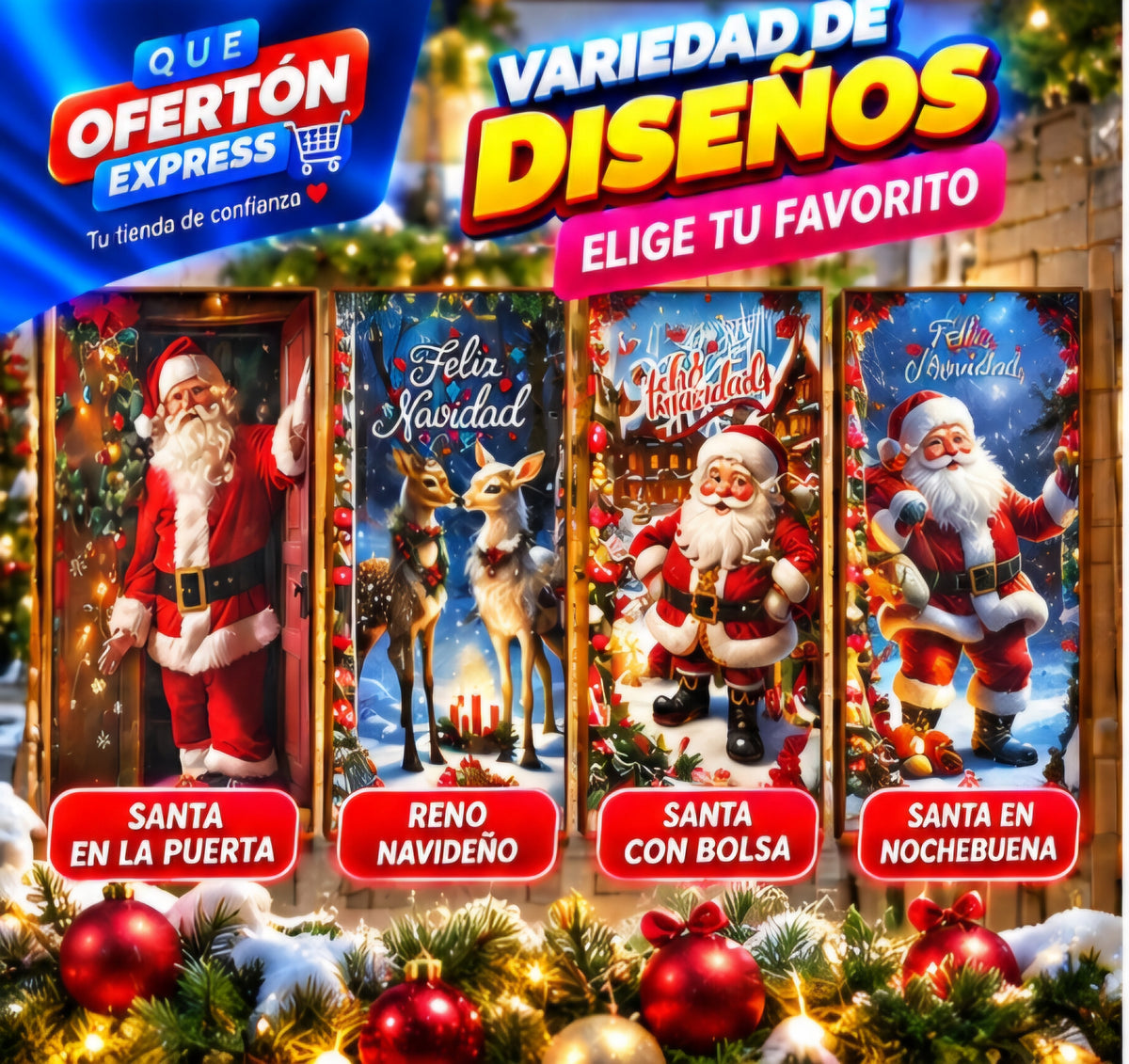 🎅🎄 Cubierta Navideña para Puertas – ¡Decora tu Hogar esta Navidad!