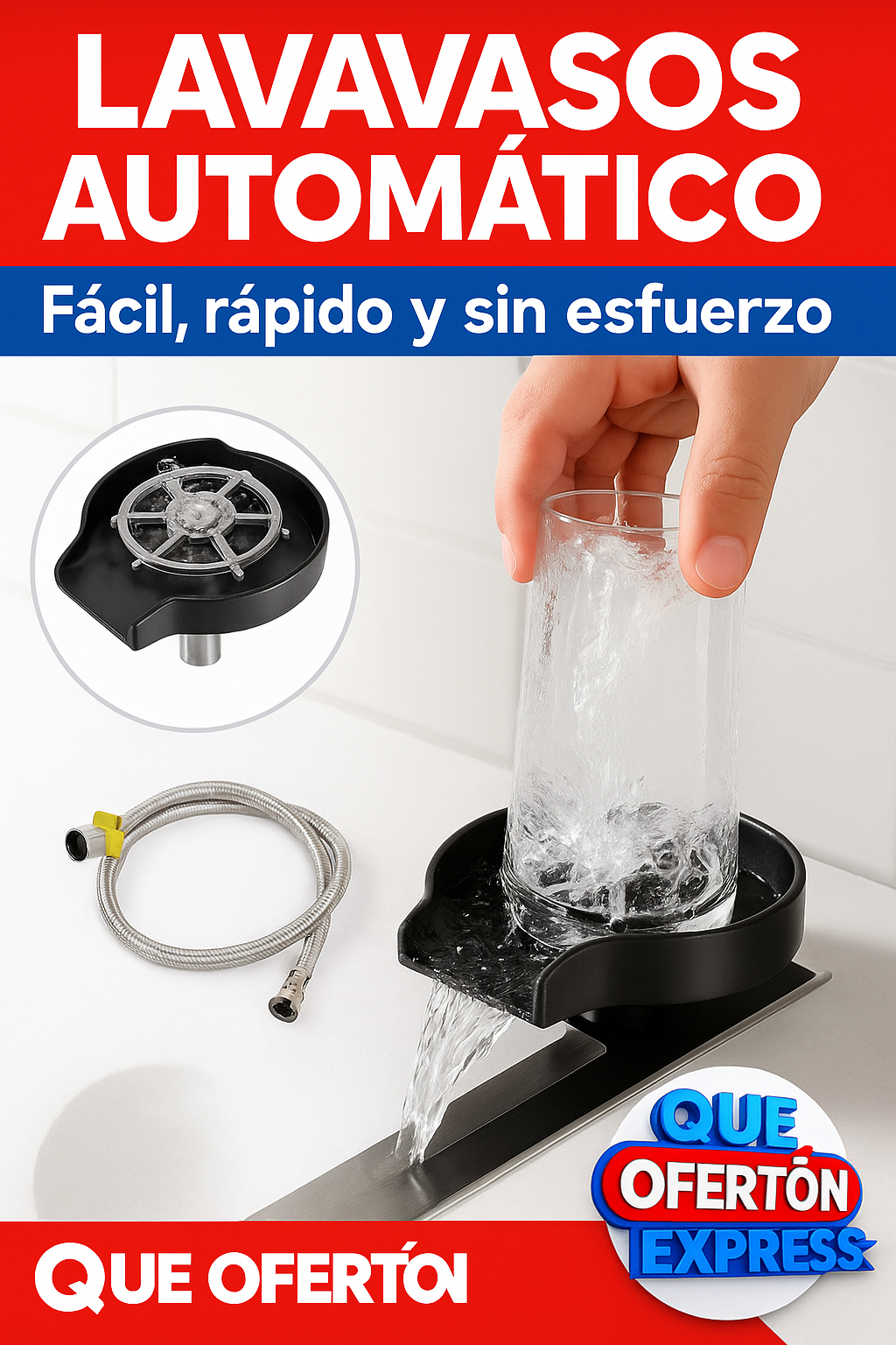 Lava vasos Lavadora automática de tazas de alta presión, Bar, cocina, cerveza, accesorio para fregadero