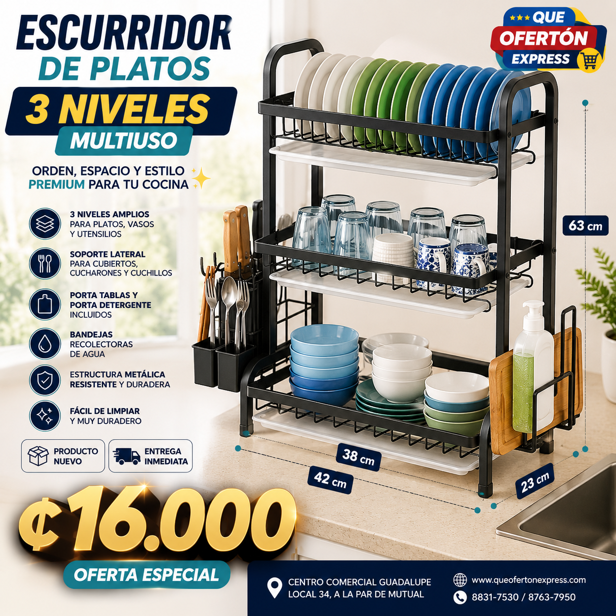✨🍽️ Escurridor de Platos Multiuso de 3 Niveles 🍽️✨