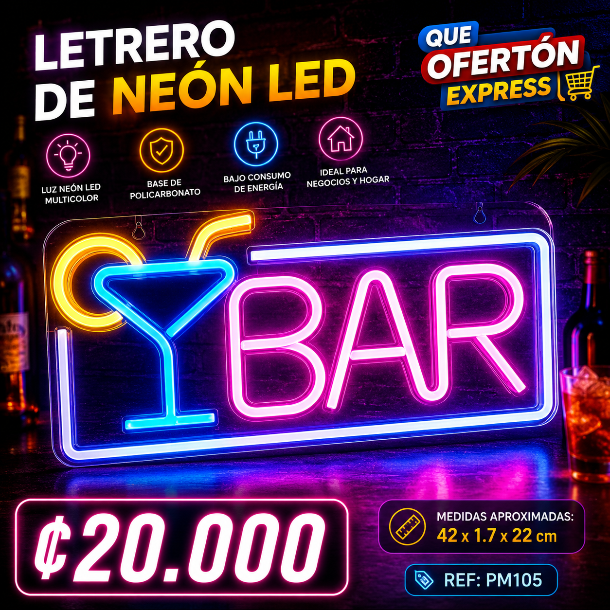 Letrero LED Neón BAR