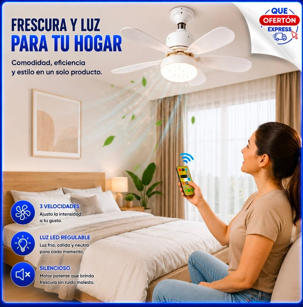 💡 Ventilador de Techo con Luz LED y Control Remoto 🌬️💡