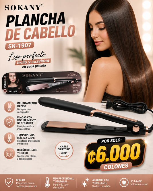 💇‍♀️ Plancha de Cabello Sokany SK-1907 🔥