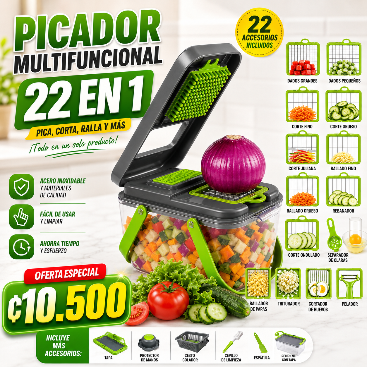 Cortador de verduras multifuncional 22 en 1 + ENVIO GRATIS