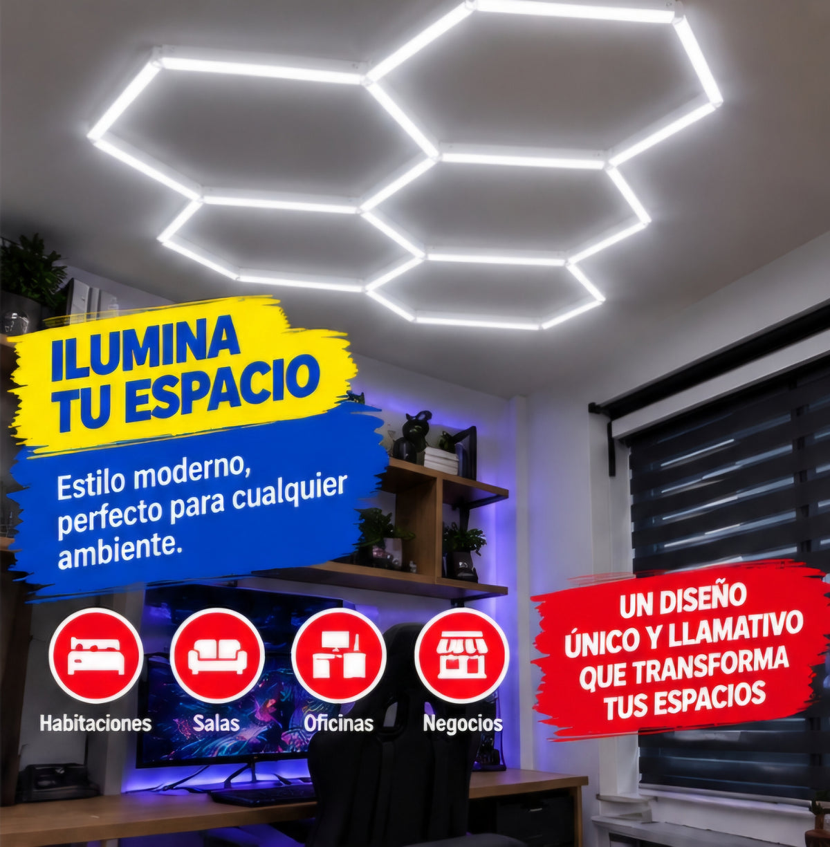 💡 LUCES LED HEXAGONALES – 6 PIEZAS
