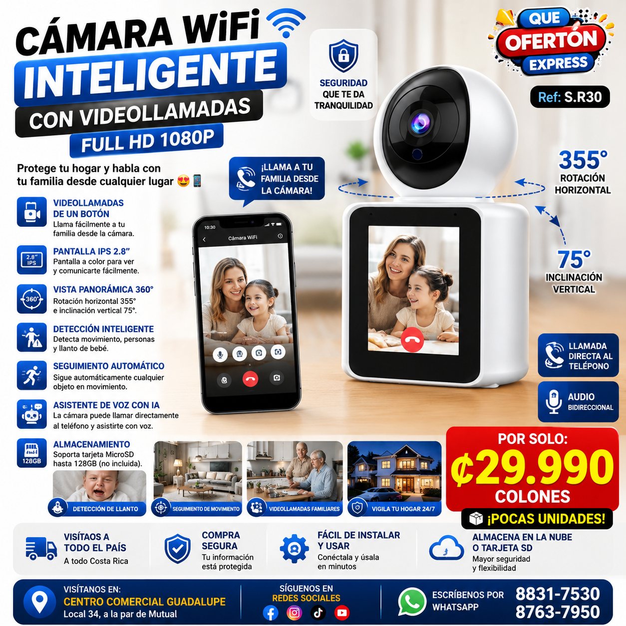 CÁMARA WIFI INTELIGENTE CON VIDEOLLAMADAS – FULL HD 1080P