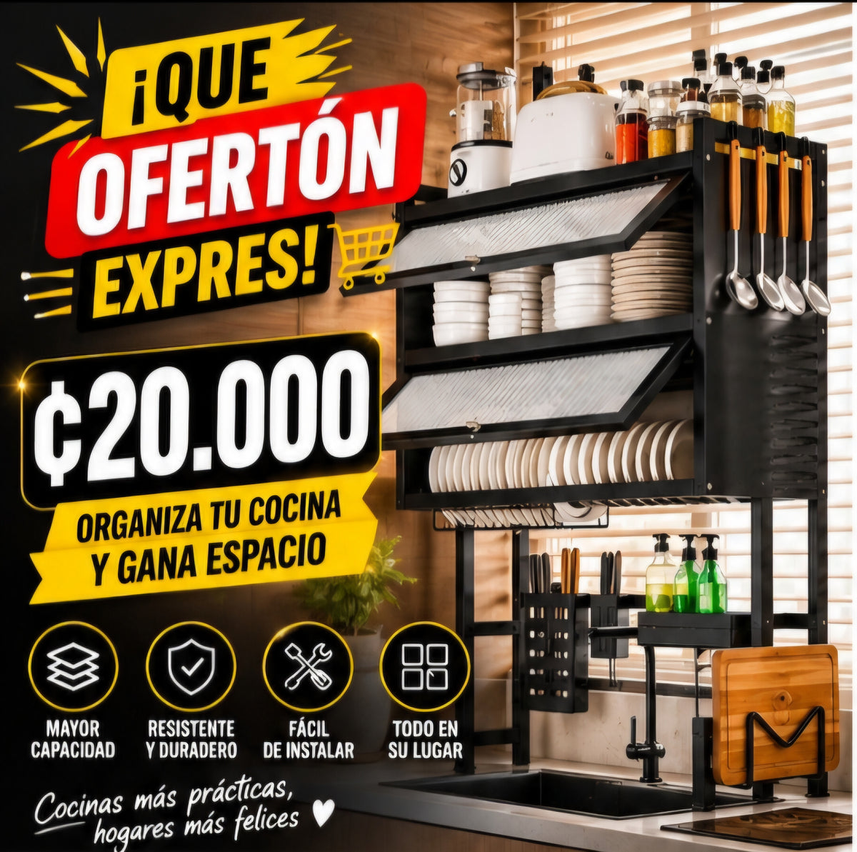 🍽️✨ ORGANIZADOR DE COCINA SOBRE FREGADERO ✨🍽️