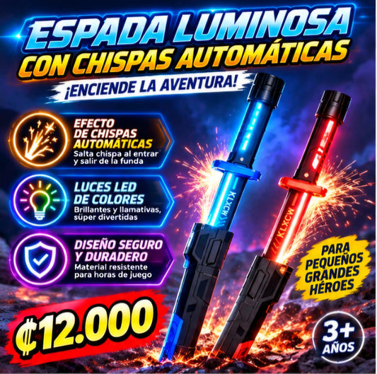⚔️ ESPADA LUMINOSA CON CHISPAS AUTOMÁTICAS