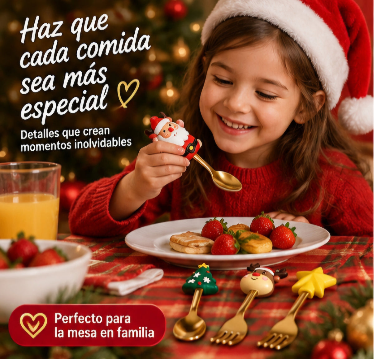 🎄✨ CUBIERTOS NAVIDEÑOS — SET DE 4 PIEZAS ✨🎄